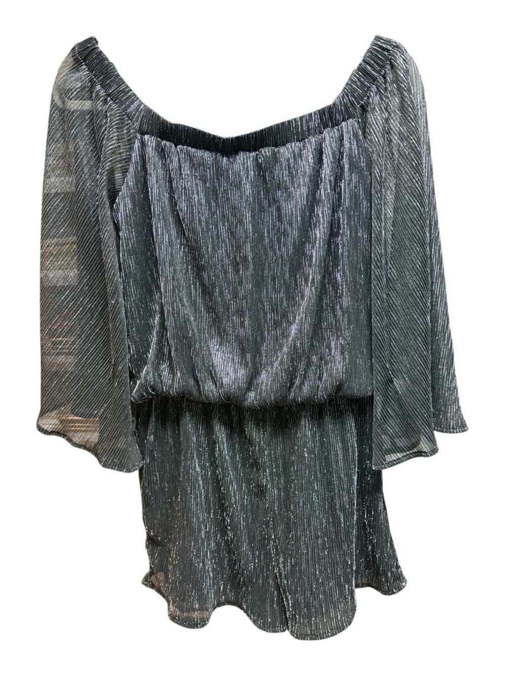 Endless Rose Metallic Lurex Off-The-Shoulder Blouson Romper Large Y2K Clubbing